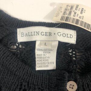 Vintage Ballinger Gold  Hand Crochet Crop Top Sweater Black Sz Large